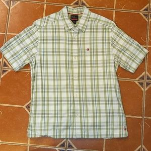 QUIKSILVER Plaid Short Sleeve Collared Button Down Shirt Men M Medium
